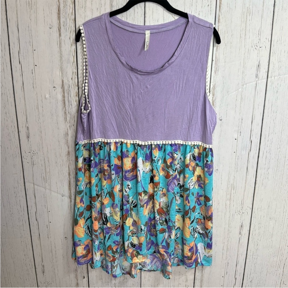 Celeste Purple Embellished Sleeveless Tank Top